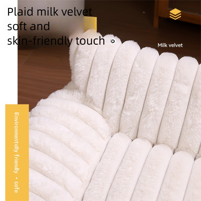 White Plush Ribbed Pet Sofa Bed for Dogs and Cats - Thickened Milk Velvet Cushion, Large Comfy Dog Sofa(50 × 40 × 20cm) — image 6