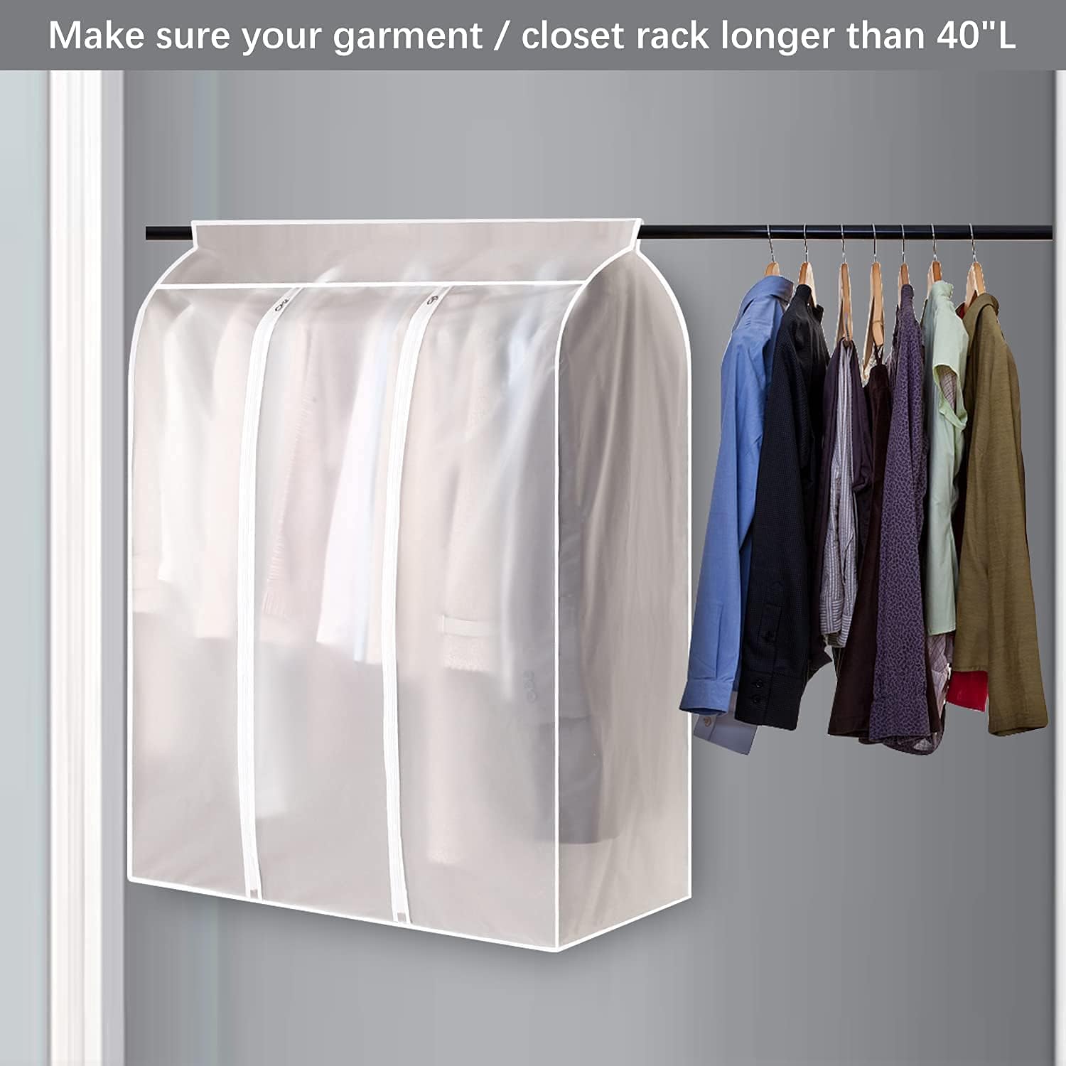 Waterproof Dustproof Clothes Storage Box Transparent White Large Capacity 39.3 x 19.7 x 47.2 Inch Clothing Organizer Container โ image 3