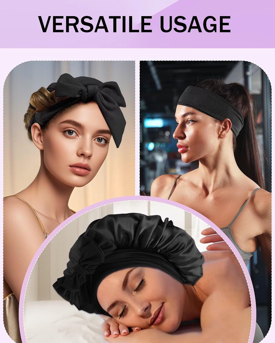 Heat-free hair curlers - Curling rollers - curling set - Blow-dry effect without heat overnight - Soft cap and sleepy bow design - Comfortable curls while you — image 5