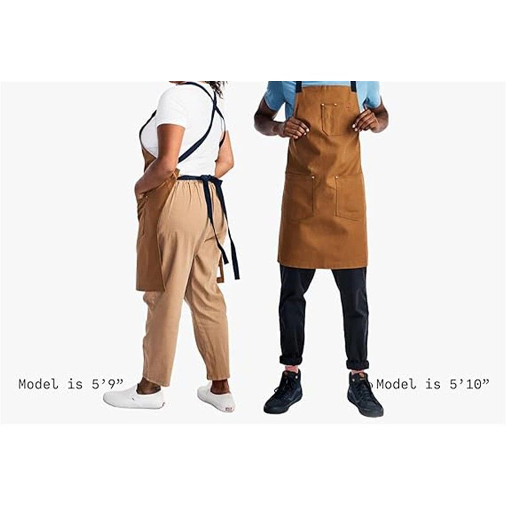 Professional Chef Apron with Pockets - Kitchen Apron for Men - Grilling Apron - Chef Aprons for Men - Apron for Women - Cotton Canvas Fabric（light brown） — image 5