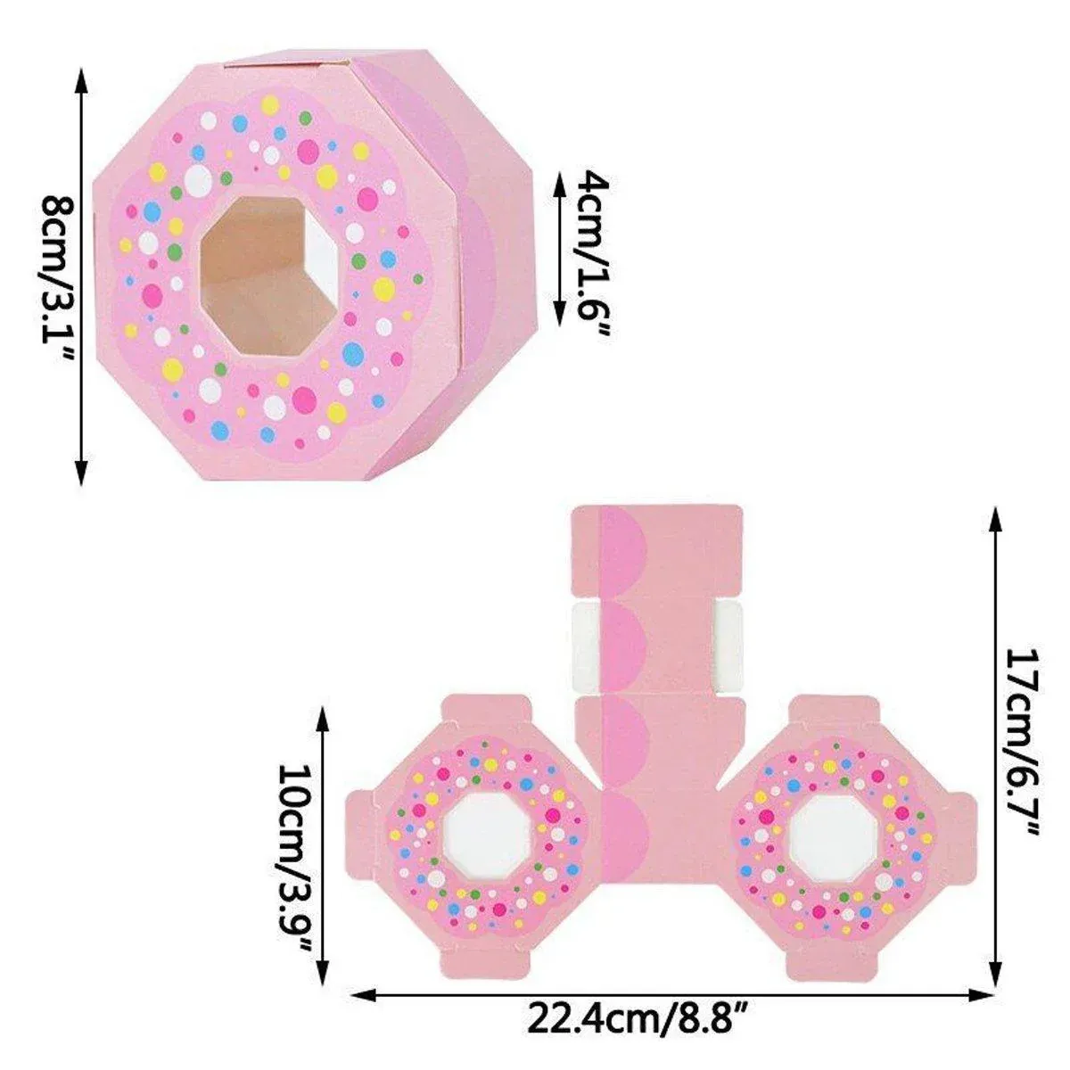 100pcs Wedding Candy Boxes Gift Packaging Doughnut Biscuit Box Paper Party Favor - Pink — image 4