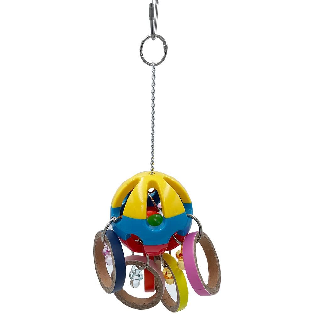Bird Parrot Plastic Ball Toys with Colorful Cardboard Bagel and Acrylic Pacifiers for Parrot African Grey Cockatoo Cockatiel — image 2