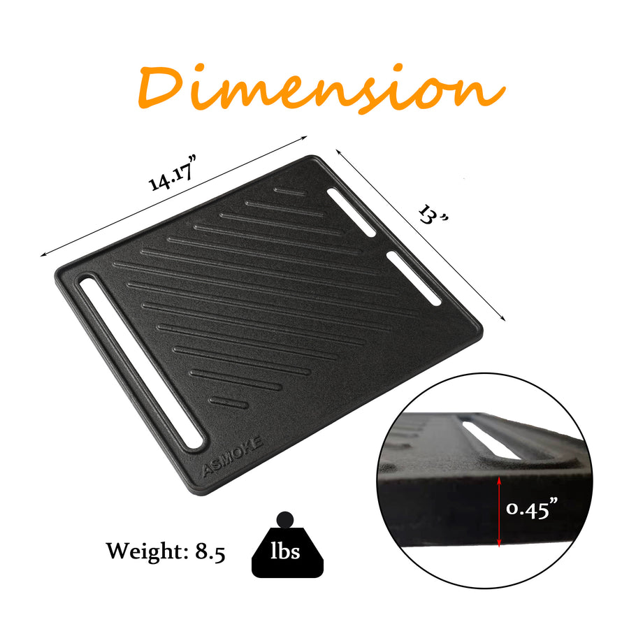 ASMOKE Pre-Seasoned Matte Enamel Cast Iron Reversible Grill/Griddle โ image 2
