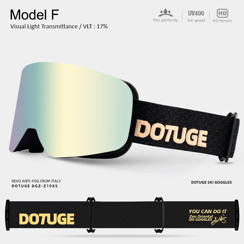 DOTUGE DGZ-Z19XS Series Ski Goggles with Magnetic Quick-Change Lens, Double-Layer Anti-Fog UV400 HD Coated Lenses, Compatible with Prescription Glasses, for