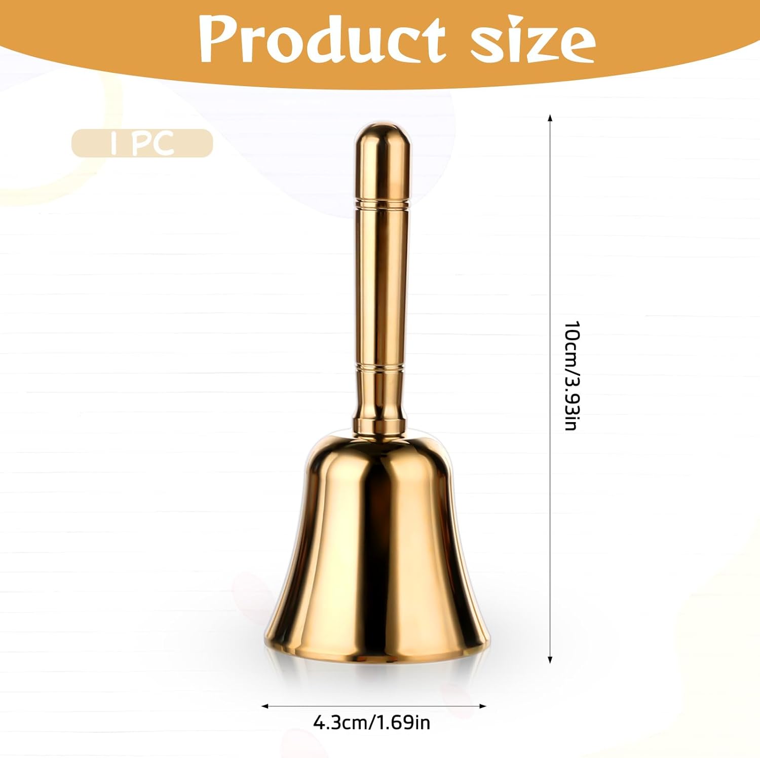 Dinner Bell, Super Loud Solid Brass Call Bells with Metal Handle, 3.9" Small Ring Handbell for Wedding, Classroom, Meditation, Animal Training, Teaching and — image 4