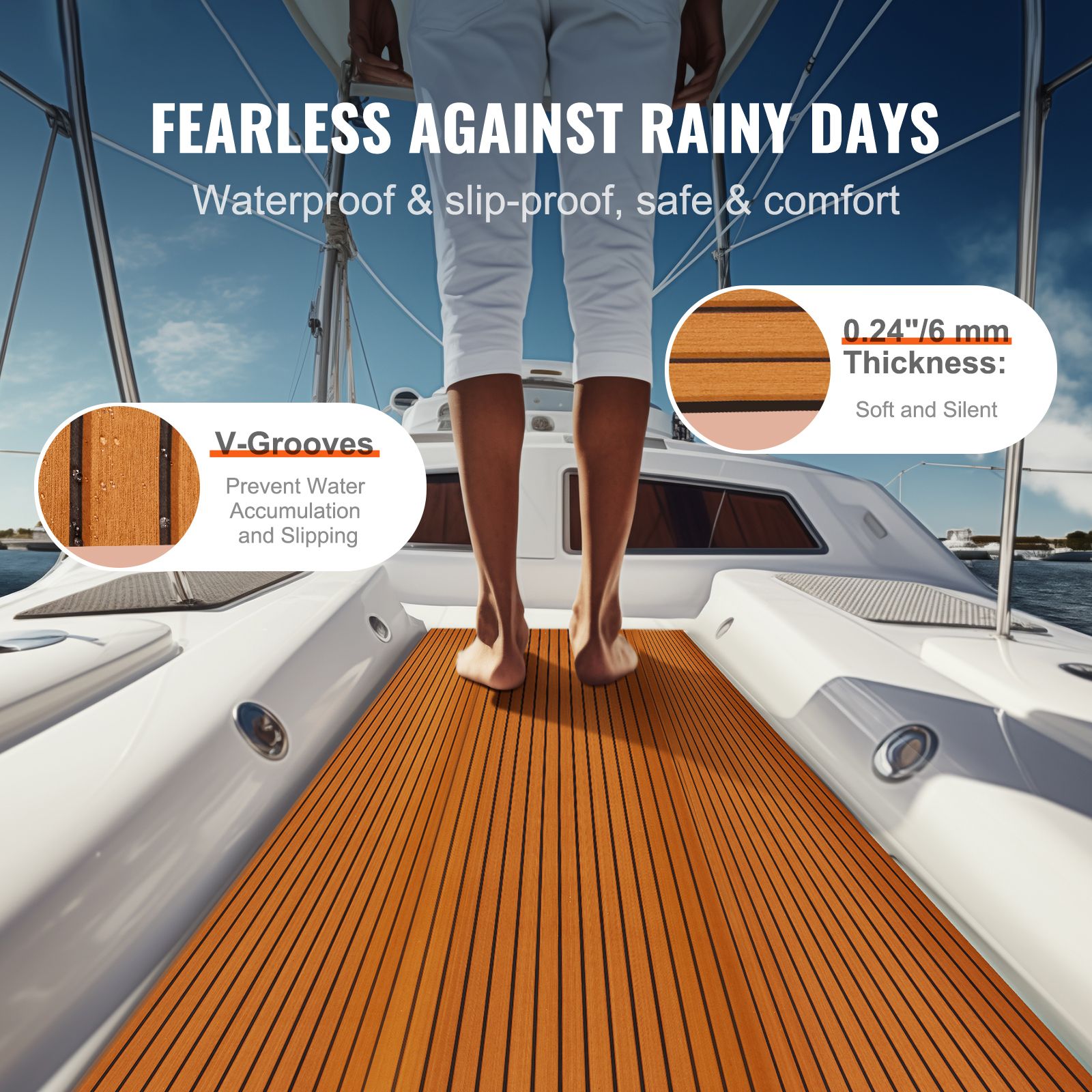 Boat Flooring, EVA Foam Boat Decking 94.5" x 46", Non-Slip Self-Adhesive Flooring, 29.9 sq.ft Marine Carpet for Boats, Yacht, Pontoon, Kayak Decking — image 2