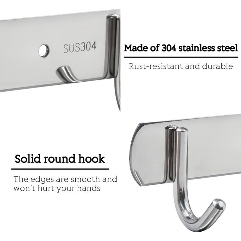 Patere a 3 Hooks in Steel Stainless for Bedroom a Coucher Armoire, Kitchen Bathroom — image 3