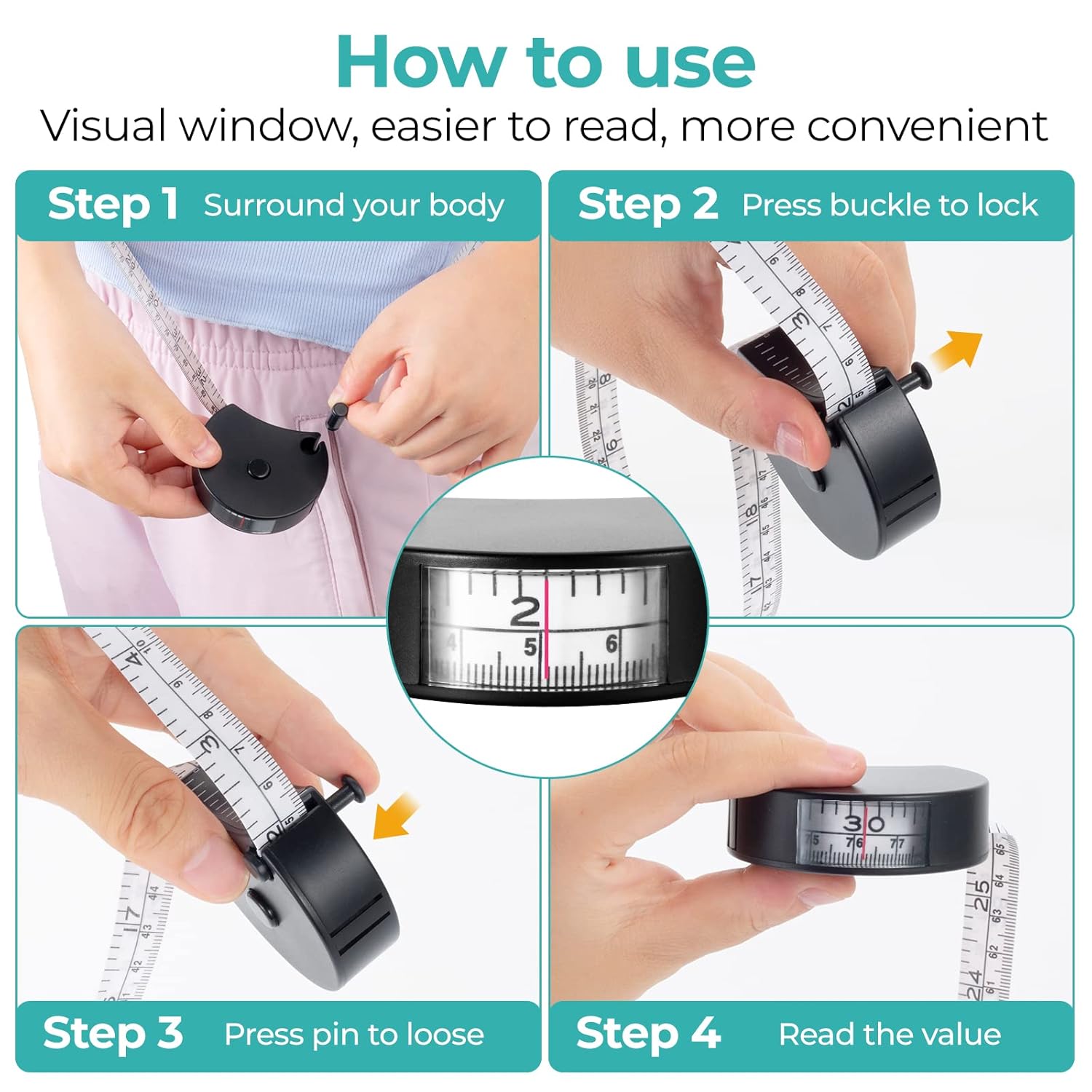 Upgraded Body Tape Measure for Weight Loss, Fitness, Bodybuilding, Mcle Gain. Lock Pin, Retractable Button, Soft Sewing Tape for Tailors, Measures Body Part — image 4