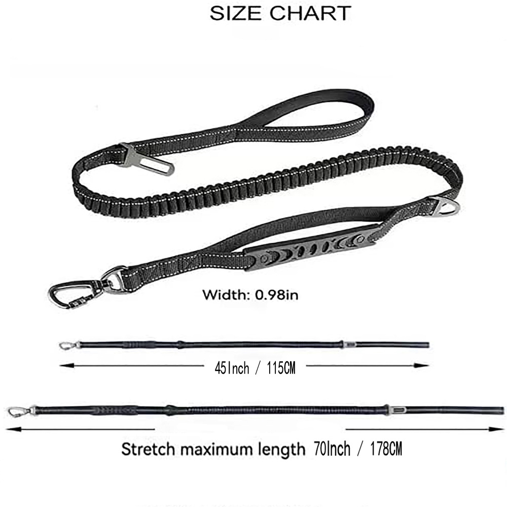 Orange Heavy Duty Elastic Bungee Dog Leash | Anti-Pull Safety Shock Absorber | Multi-Functional Training Lead for Medium to Large Dogs — image 2