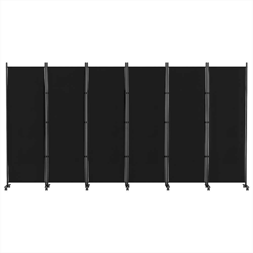 Artiss 6 Panel Room Divider Screen 323cm Wheel Fabric Black โ image 3