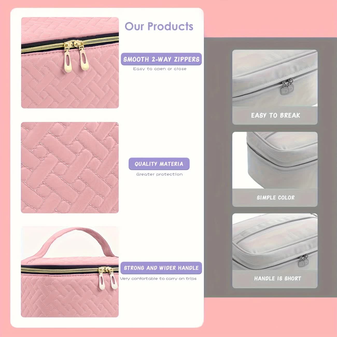 PINK Double‑layer woven storage, scientifically organized with large capacity—Professional Nail Tool Carry‑on Bag, keeping tools perfectly ordered — image 2