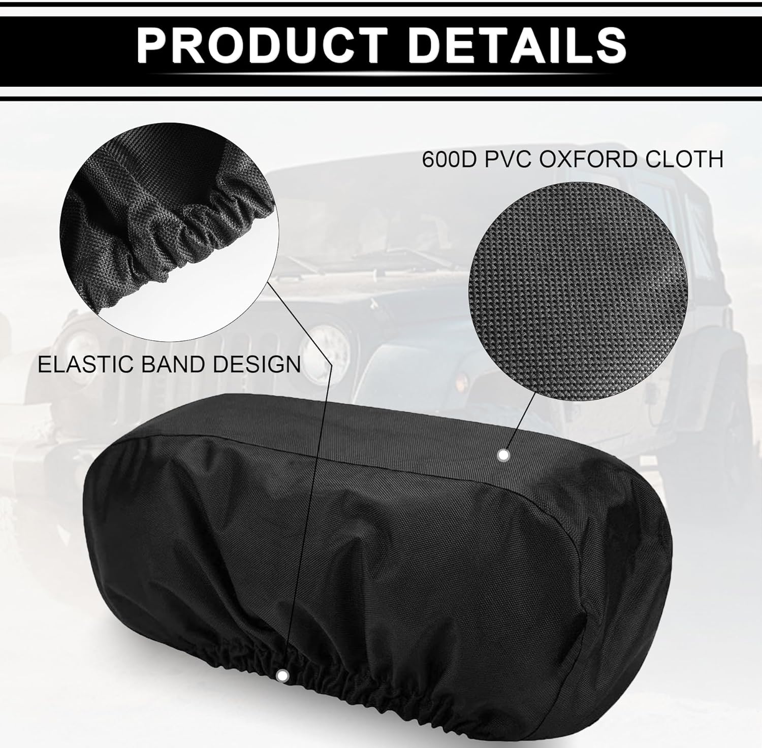 Heavy Duty 600D Waterproof Winch Cover - UV Resistant, Dust-Proof Protective for 8500-17500 lbs Electric Winches (22"x9.8"x7.5"), Car Exterior Accessories — image 3