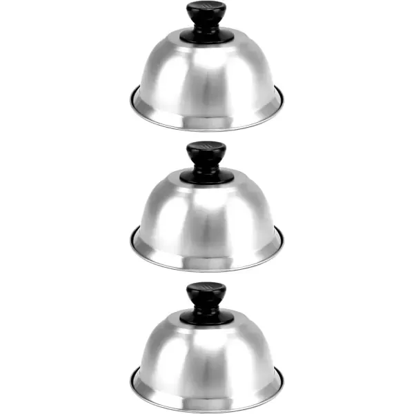 3 Pack Stainless Steel Burger Melting Domes, Heat Retaining Grill Covers for Hamburgers, Sandwiches and Outdoor BBQ, 16 × 10 cm — image 2