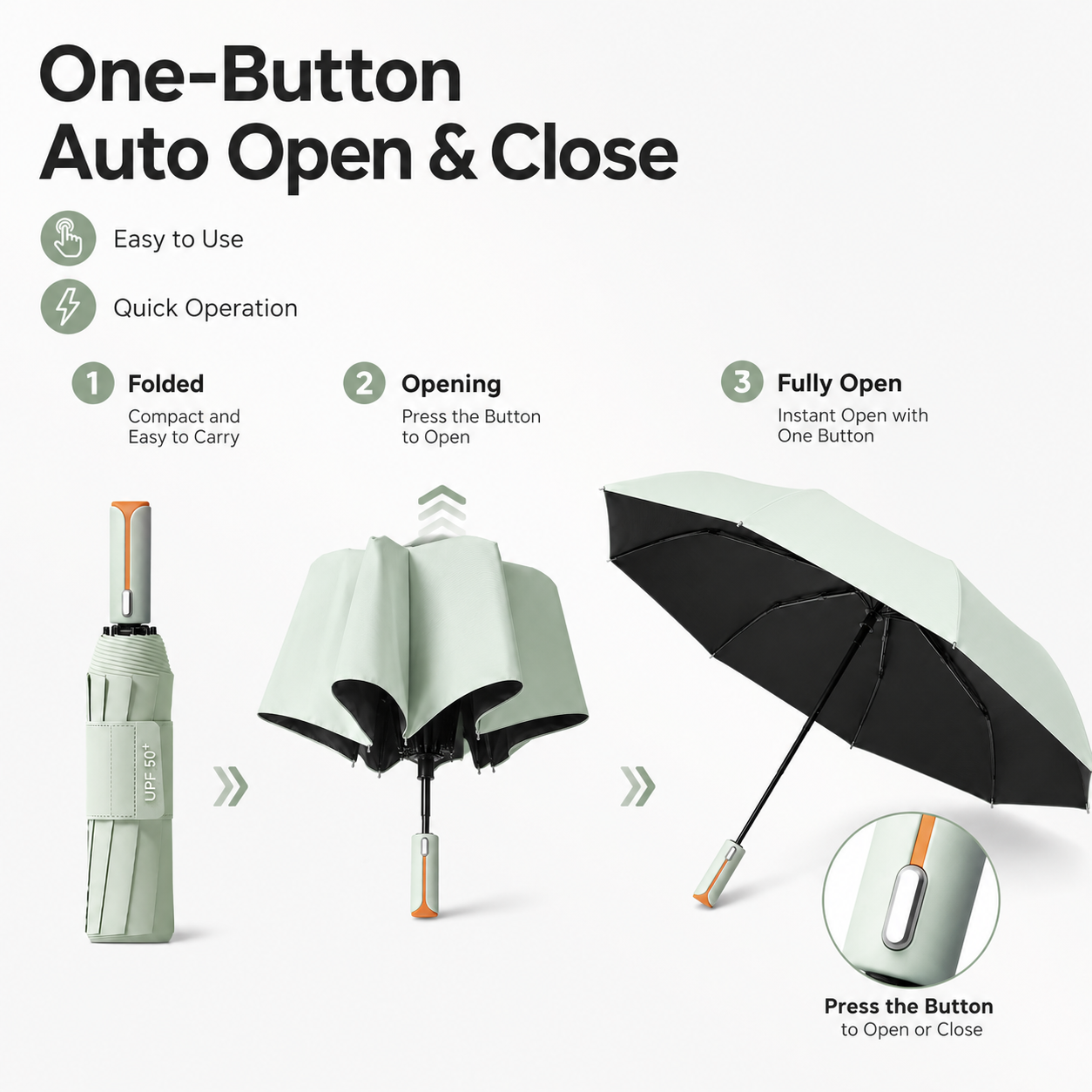 Navy blue automatic travel umbrella with 60 ribs, large double-layered windproof and rainproof umbrella, portable folding sun umbrella, outdoor rain and sun โ image 6