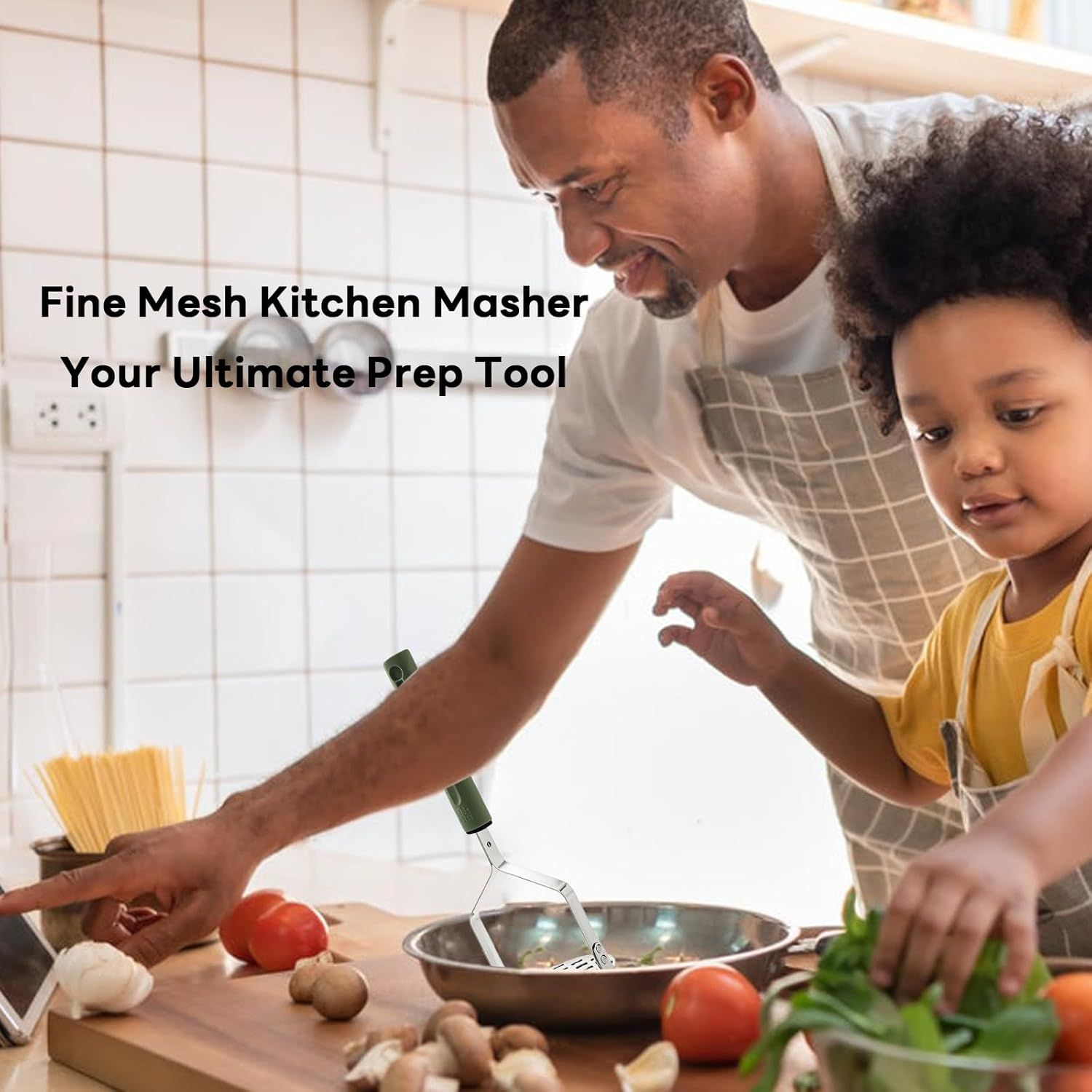 Stainless steel potato press - Heavy Duty Metal Masher for Mashed Potatoes, Avocado, Beans & Sweet Potato - Commercial & Home Kitchen Utensil (Dishwasher Safe) โ image 4