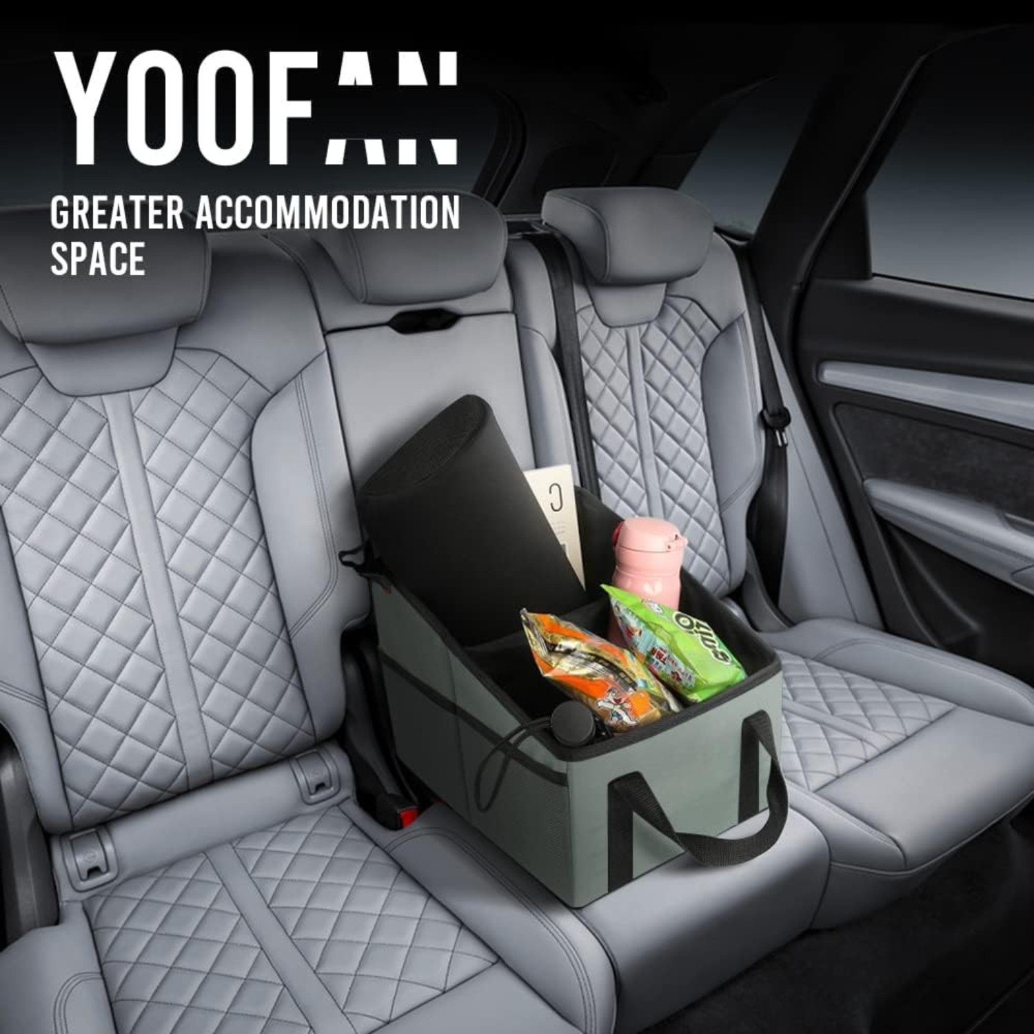 3-piece Black Car Trunk Storage Box - Large Capacity Oxford Cloth Foldable Car Seat Organizer โ image 2