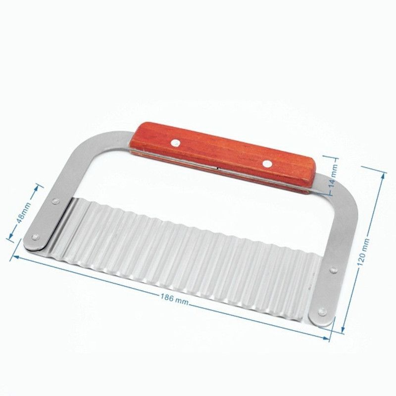 1 piece - Stainless Steel Wavy Potato Cutter with Wooden Handle, Crinkle-Cut French Fry Slicer, Multi-Purpose Vegetable Chopper β image 6