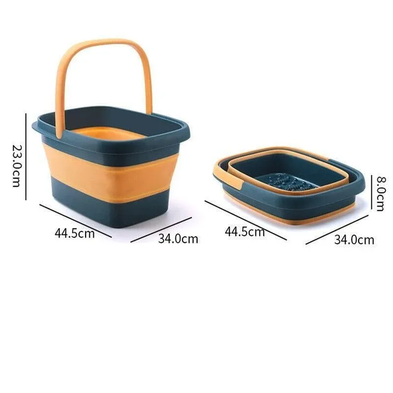 Folding Foot Spa Pedicure Bath Massage Tub Bucket Feet Basin Therapy Luxury - Blue — image 4