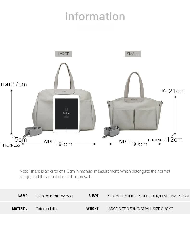Size Large Black Stylish Multi-Function Diaper Bag - Insulated Tote with Shoulder Strap for Baby Essentials — image 6