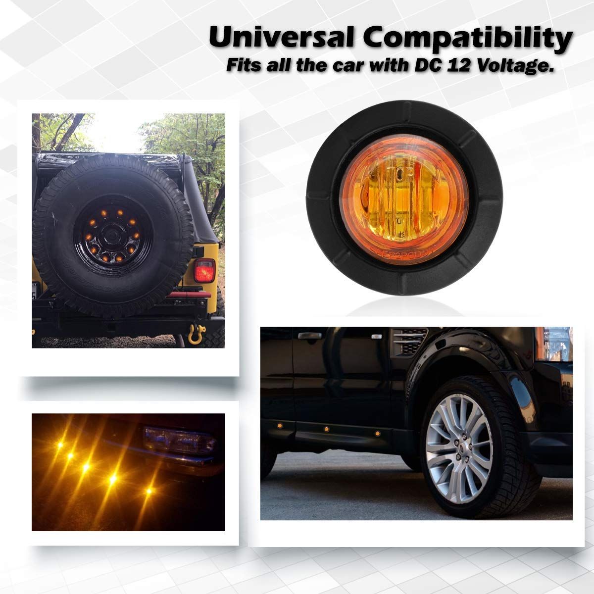 (Pack of 50 )Mini Round Amber LED Side Marker Turn Signal Light Clearance Lamp for Truck Trailer Marine Waterproof 12V DC — image 4