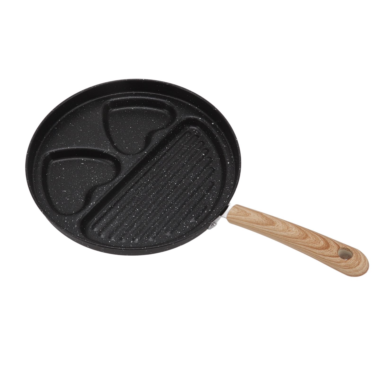 Egg Steak Divided Frying Pan 3 in 1 Multifunctional Prevent Stick Egg Beef Steak Cooker Pan for Home — image 6