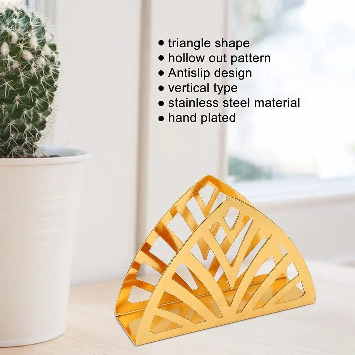 2 Nordic Hollow Napkin Holder Stainless Steel Tissue Dispenser Organiser Kitchen — image 4