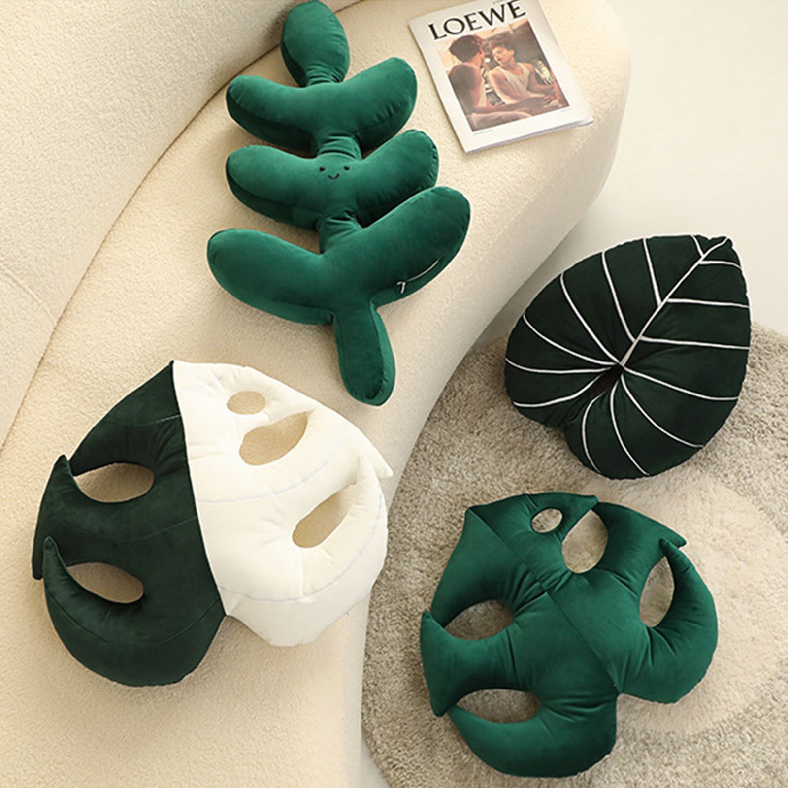 Turtle Back Bamboo Sofa Pillow Cushion Leaf Shaped Throw Pillow — image 3