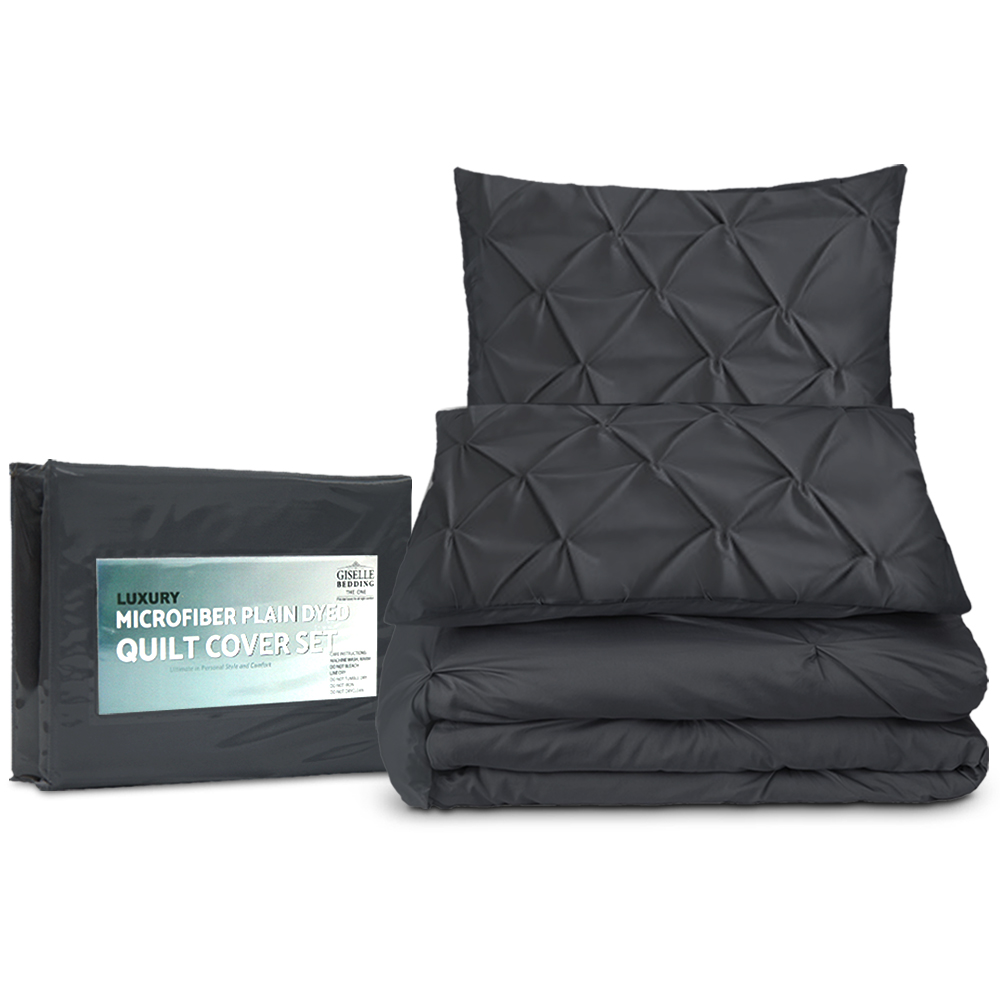 Giselle Bedding Quilt Cover Set Diamond Pinch Black King โ image 5