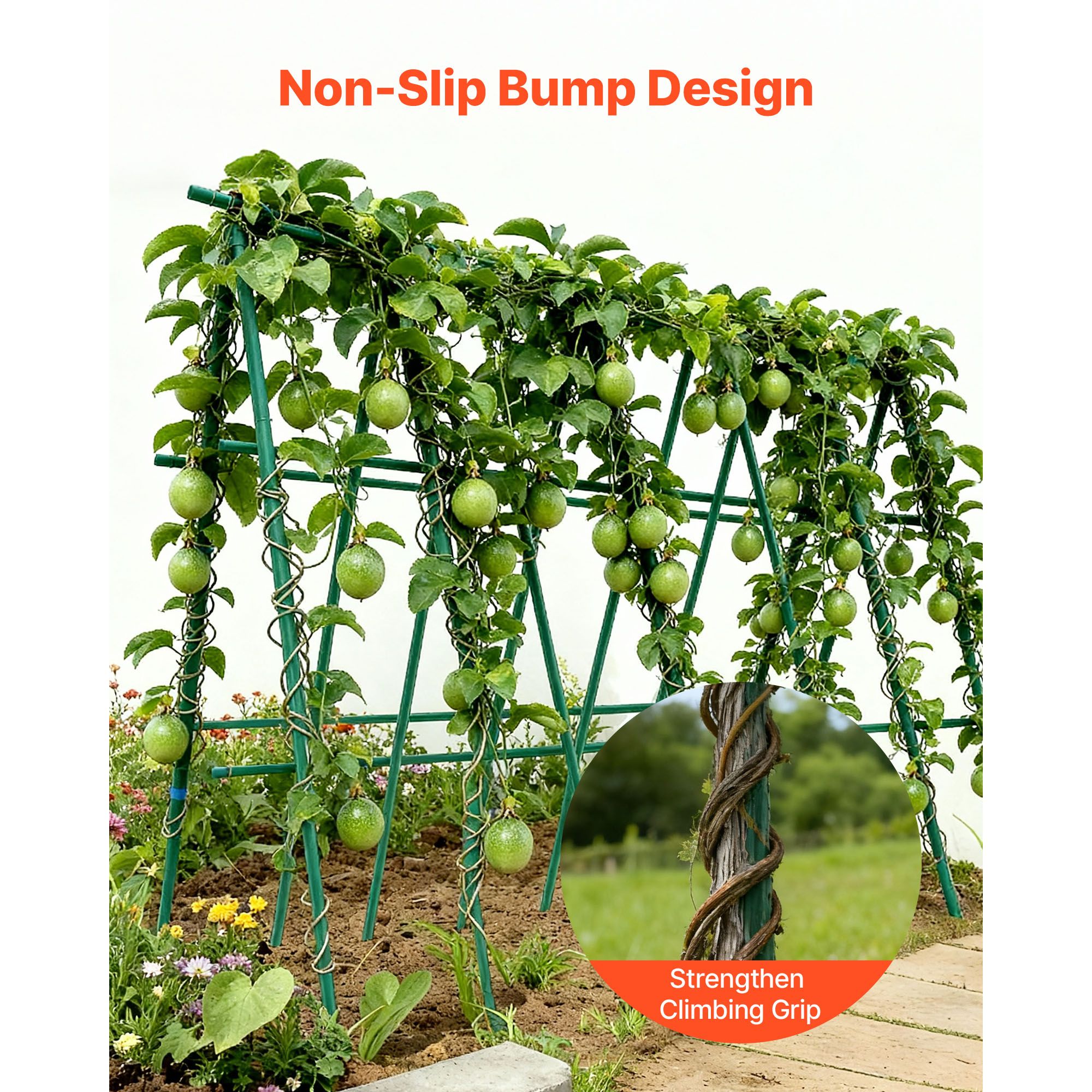 Garden Stakes, 25 Pack, 2100 mm, Plastic Coated Metal Tomato Stakes, Garden Sticks for Plants Support, with Pointed End and Non-Slip Bumps for Growing Climbing — image 5