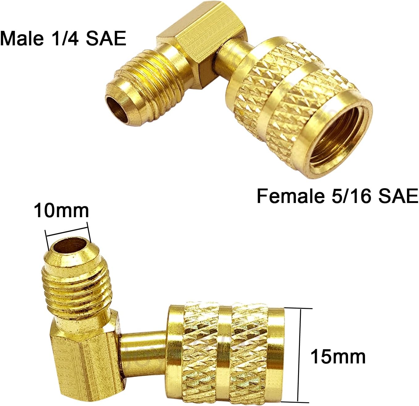 1/4" SAE Male to 5/16" SAE Female Flare Swivel Port 90 Degrees Elbow Adapter for R410A Mini Split HVAC System (Pack of 2) — image 2