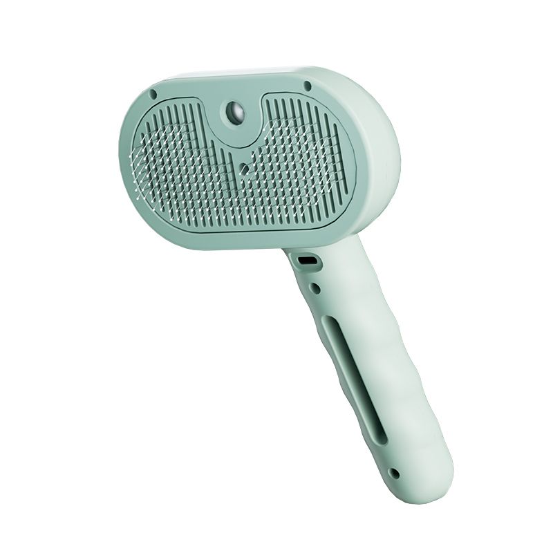Rechargeable Pet Massage Comb with Spray, Anti-Shedding, Detangling, and Cleaning Comb - Green