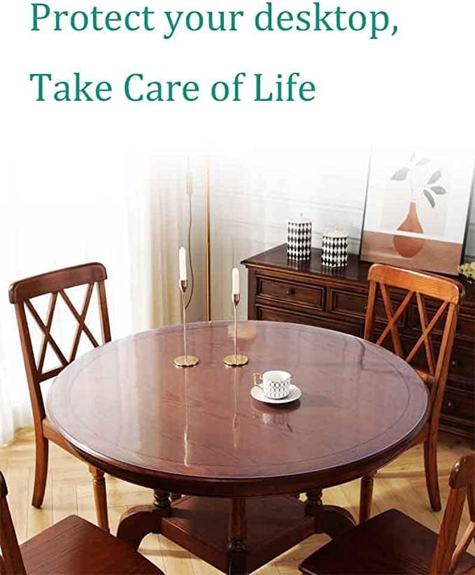 Clear Plastic Tablecloth Protector Round Table Transparent Cover Vinyl Table Cloth for Kitchen and Home Table (22 inch Diameter,2.0mm Thick) — image 4