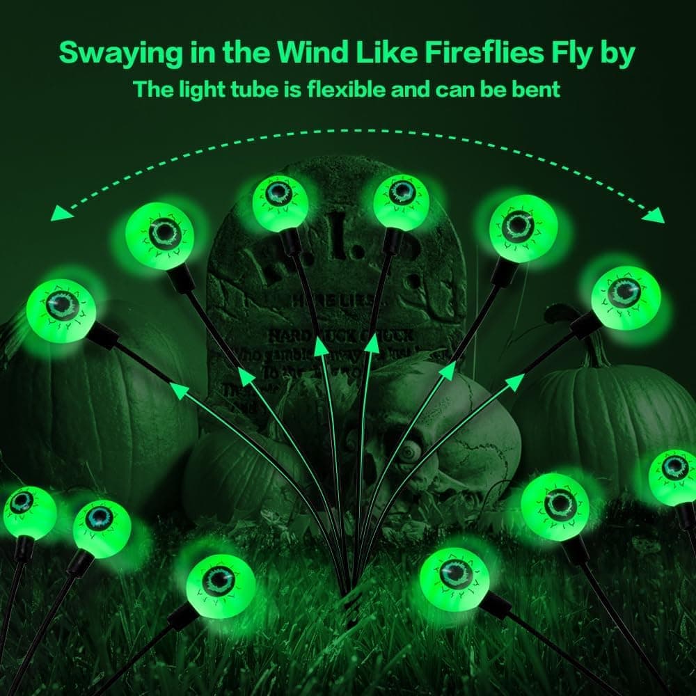 1-Pack Solar Powered Halloween Eye Lights for Garden and Patio Decoration, 1/4, Green — image 5