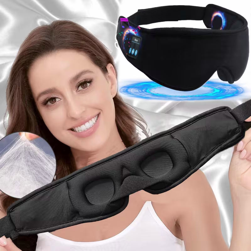 1 3D wireless sleep mask with 5.2BT headphones, the best sleep mask, Type-C charging cable built-in, wireless music eye mask, suitable for both men and women β image 2