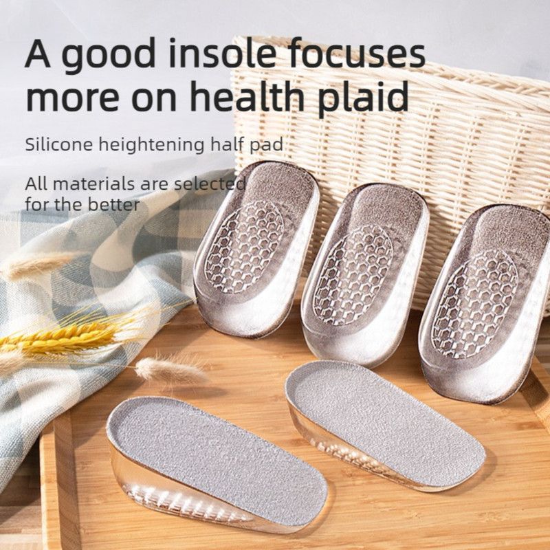 Women's Silicone Invisible Height-Increasing Heel Insoles, Comfort Elevator Half Insoles for Sneakers—2 cm Height—Black — image 2