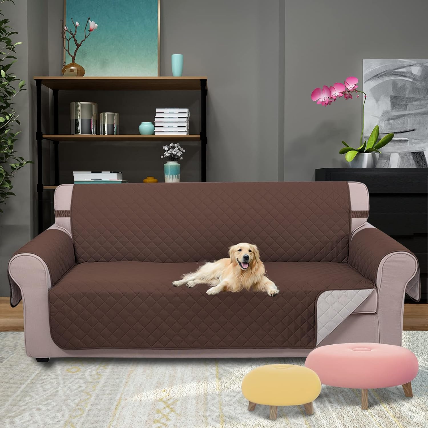 UNICE Home Sofa Cover Bundle Loveseat Cover Chair Cover (Sofa+Loveseat+Chair, Coffee) — image 4