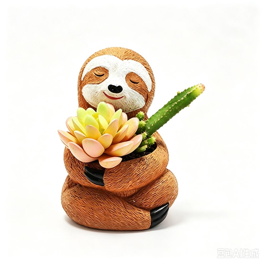 Small Succulent Plant Pot with Drainage Hole Cute Resin Flower Pot Ornaments Home Desktop Greenery Decor (Hugging)