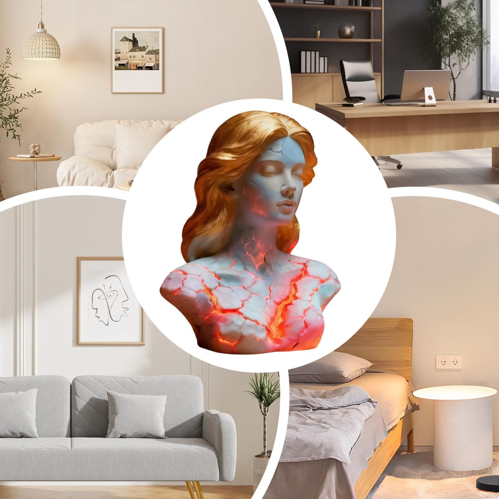 Blazing Maiden Figurine LED Lamp โ Artistic Resin Sculpture with Crackled Light Effect, Elegant Decorative Night Light(Black) โ image 6