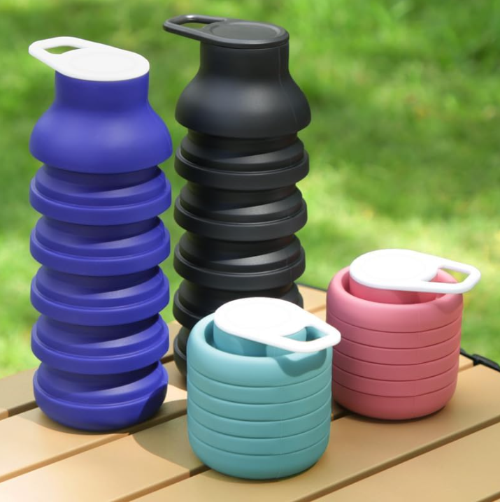 Collapsible Sport Bottle Retractable Outdoor Reuseable Foldable Drinking Cup Creative Large-capacity Sports(Pink) — image 2