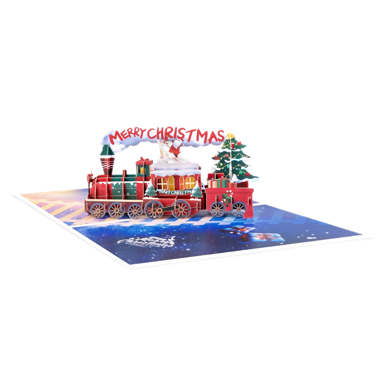 Christmas Train 3D Pop Up Greeting Card, Holiday Xmas Gift Card with Envelope & Note Card, Christmas Party Invitation & Festive(train) — image 5