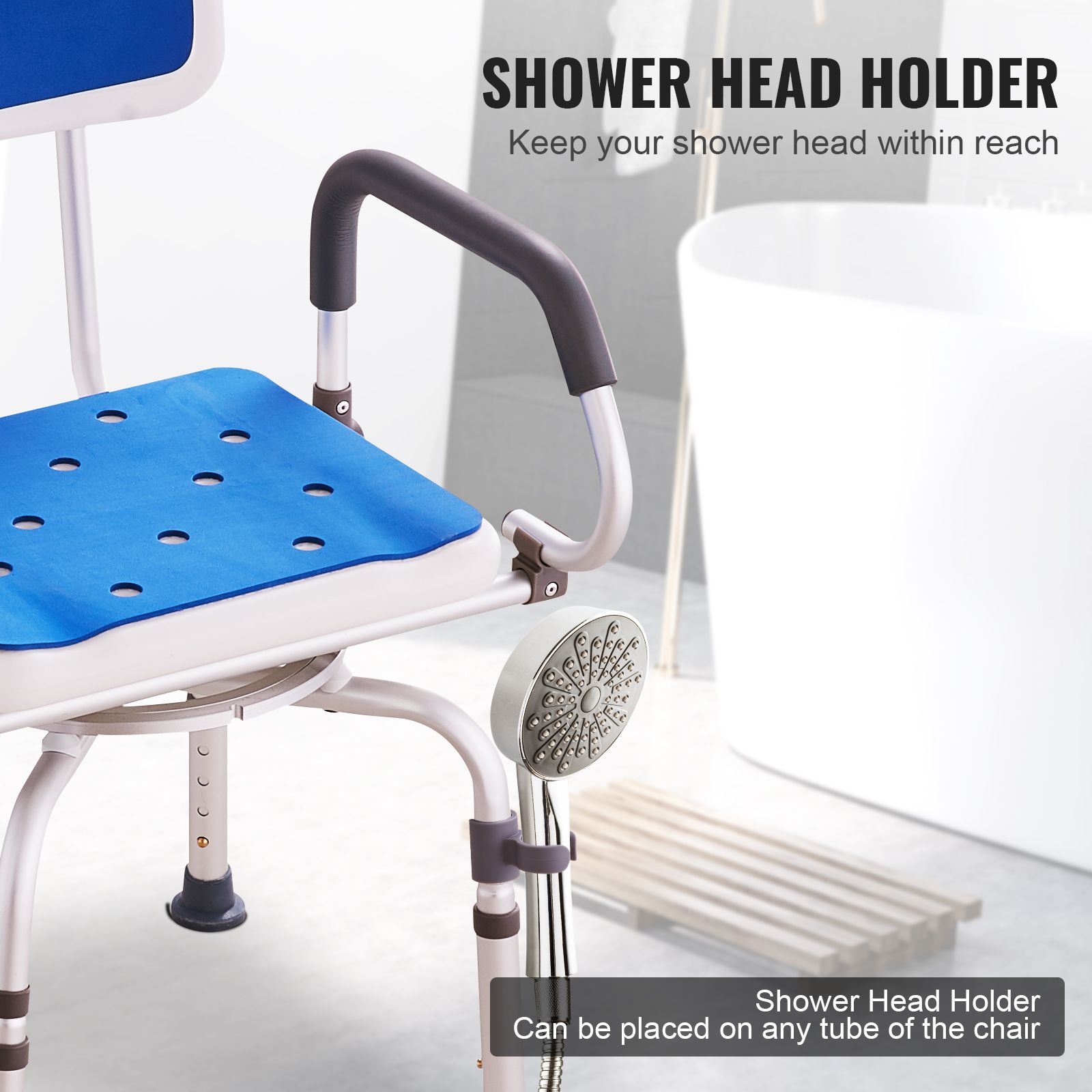 Swivel Shower Chair 360 Degree, Adjustable Shower Seat with Pivoting Arms for Inside Showers or Tubs, Non-Slip Rotating Bathtub Shower Chair for Elderly — image 6