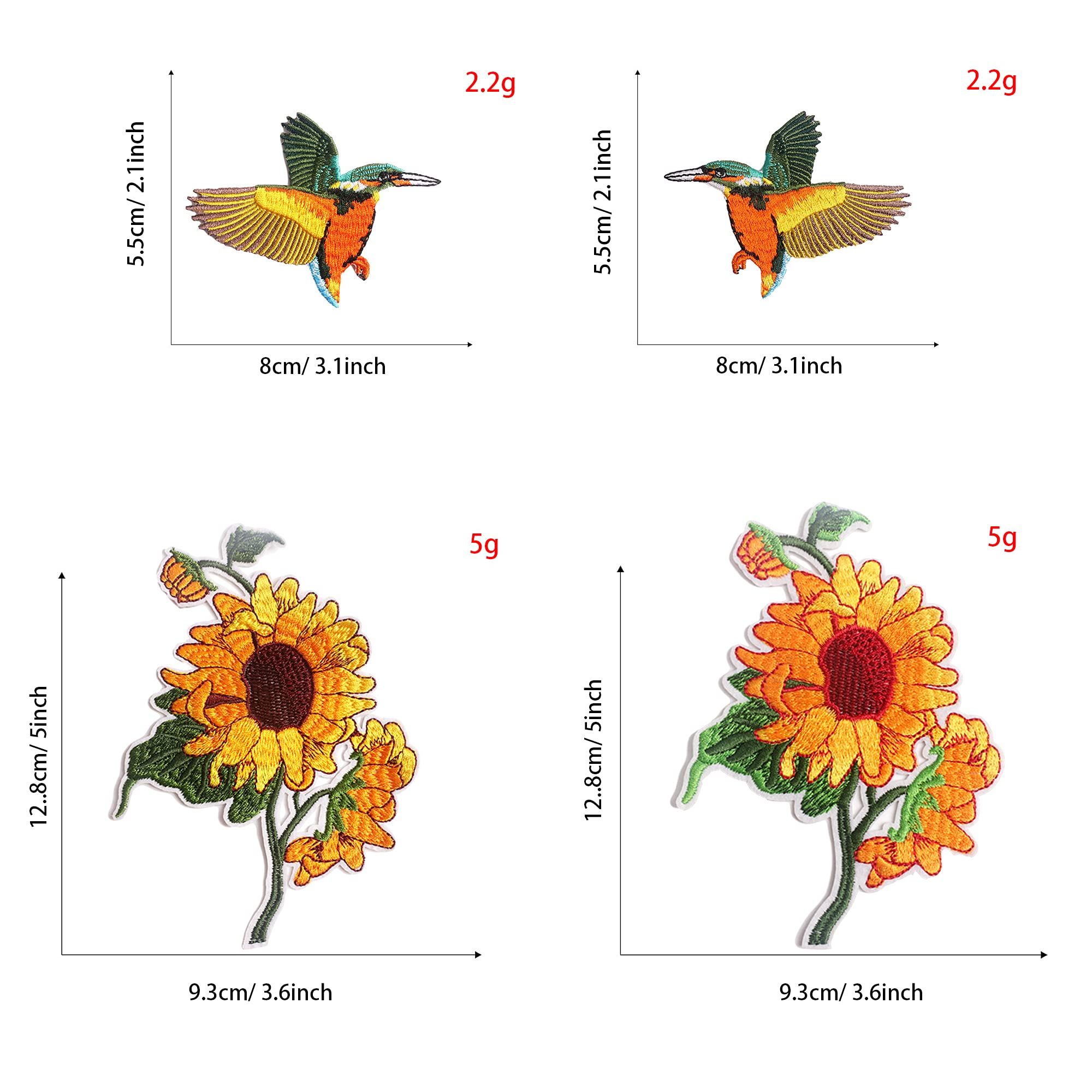 20 PCS Embroidered Flowers Iron on Patches, Sunflower Sew On Patches Bird Butterfly Embroidered Appliques Sticker Patches โ image 2