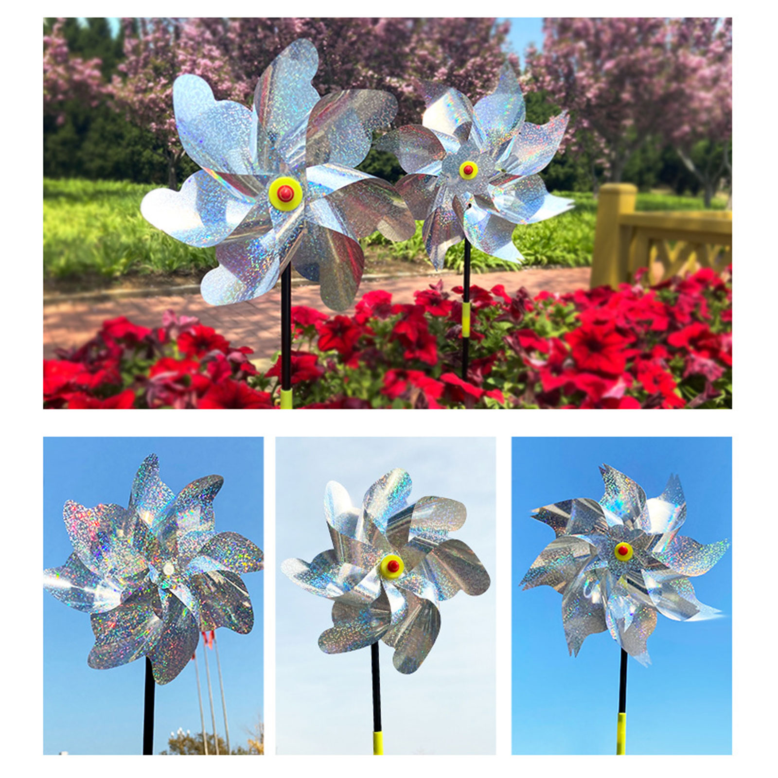 INF Reflective Scarecrow Wind Spinner Silver 2-pack โ image 4