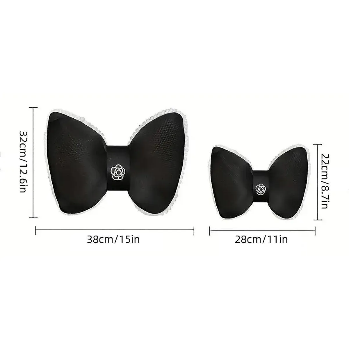 Black Bowknot Neck Pillow Plush Bow Tie Soft Plush Car Headrest Waist Support - Headrest β image 4