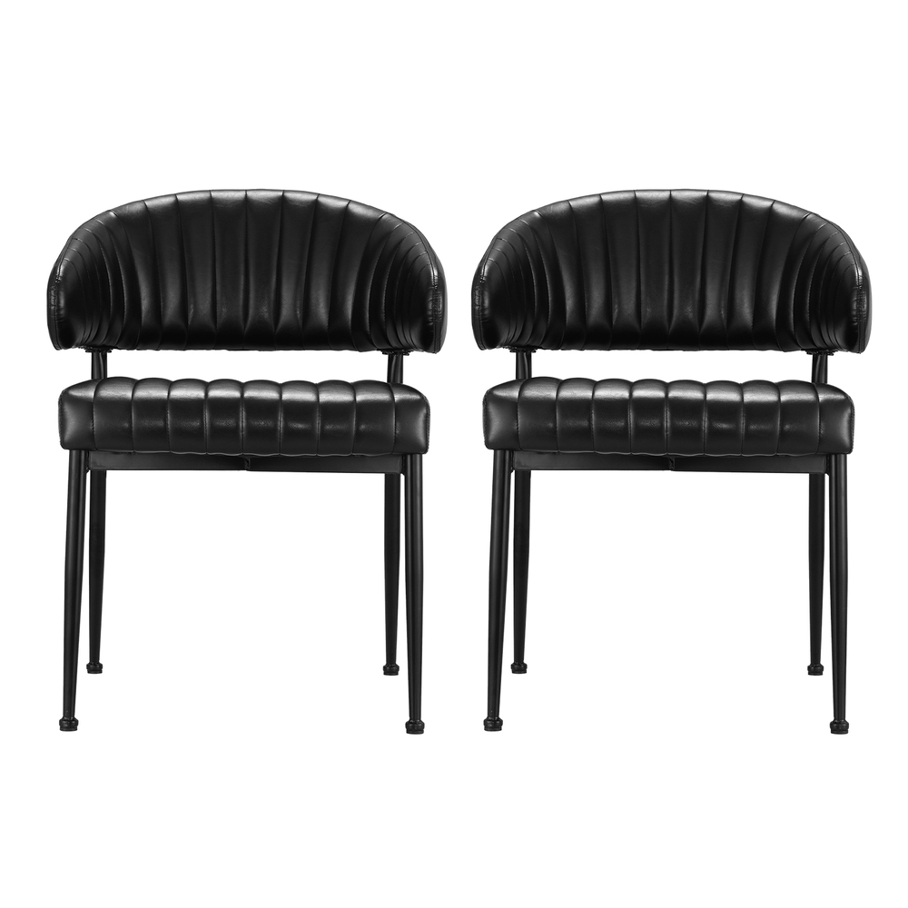 Artiss Dining Chairs Set of 2 Leather Hollow Armchair Black — image 3