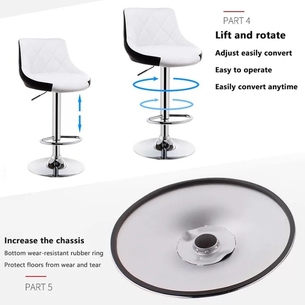 Bar Stools Kitchen Bar Stool Leather Barstools Swivel Gas Lift Counter Chairs x2 BS8403 Black โ image 4