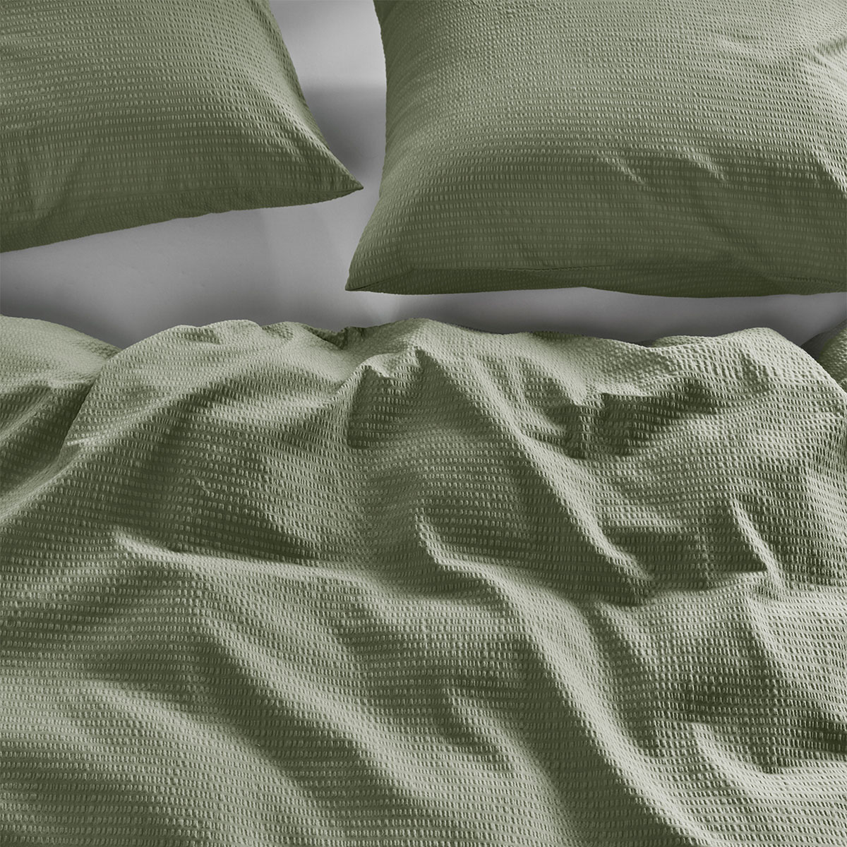Bedding House Summer Green Seersucker Cotton Quilt Cover Set Queen โ image 4