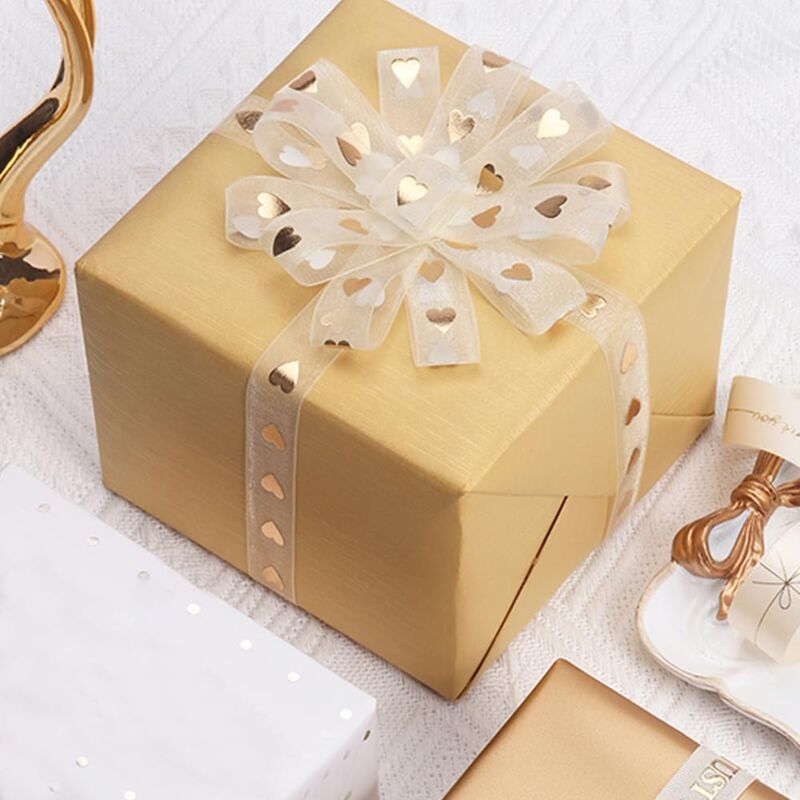 2 Volumes Gold Ribbon Satin Ribbon 1.6Cm X 9M Suitable For Gift Ribbons Wedding Decoration Ribbons Home Decoration — image 2
