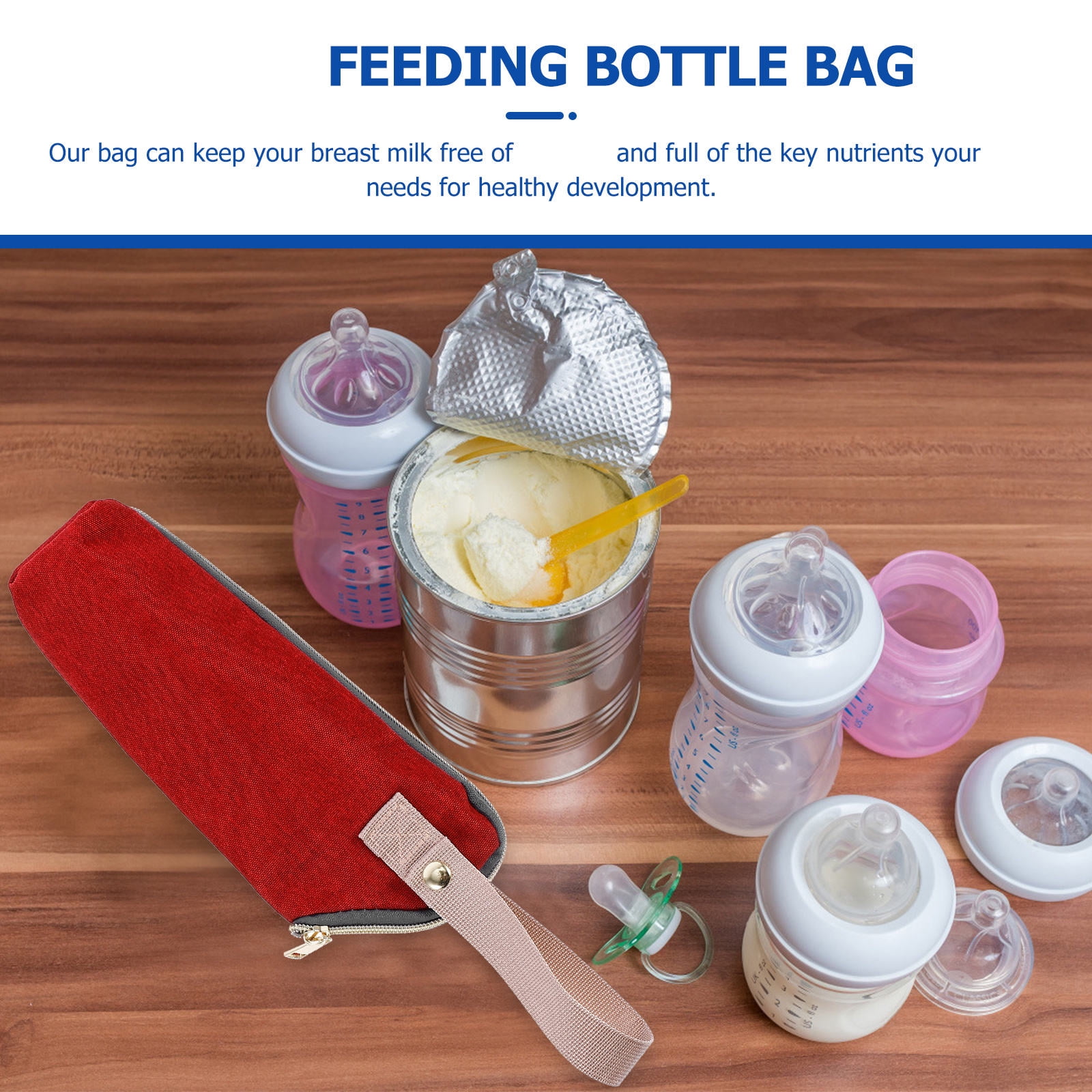 Insulated Bottle Bag Red - Keeps for Hours, Portable Baby Bottle Cooler Tote — image 2