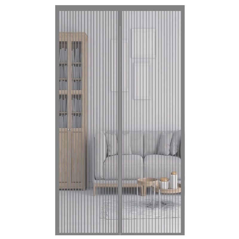Magnetic Door Screens - 80x210 cm Self-closing - High-Density Insect Screen - No Drilling Required - Grey